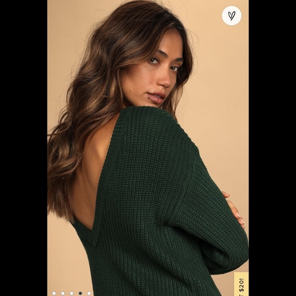 NWT Lulus Bringing Sexy Back Emerald Green Backless Sweater Dress - Picture 3 of 4